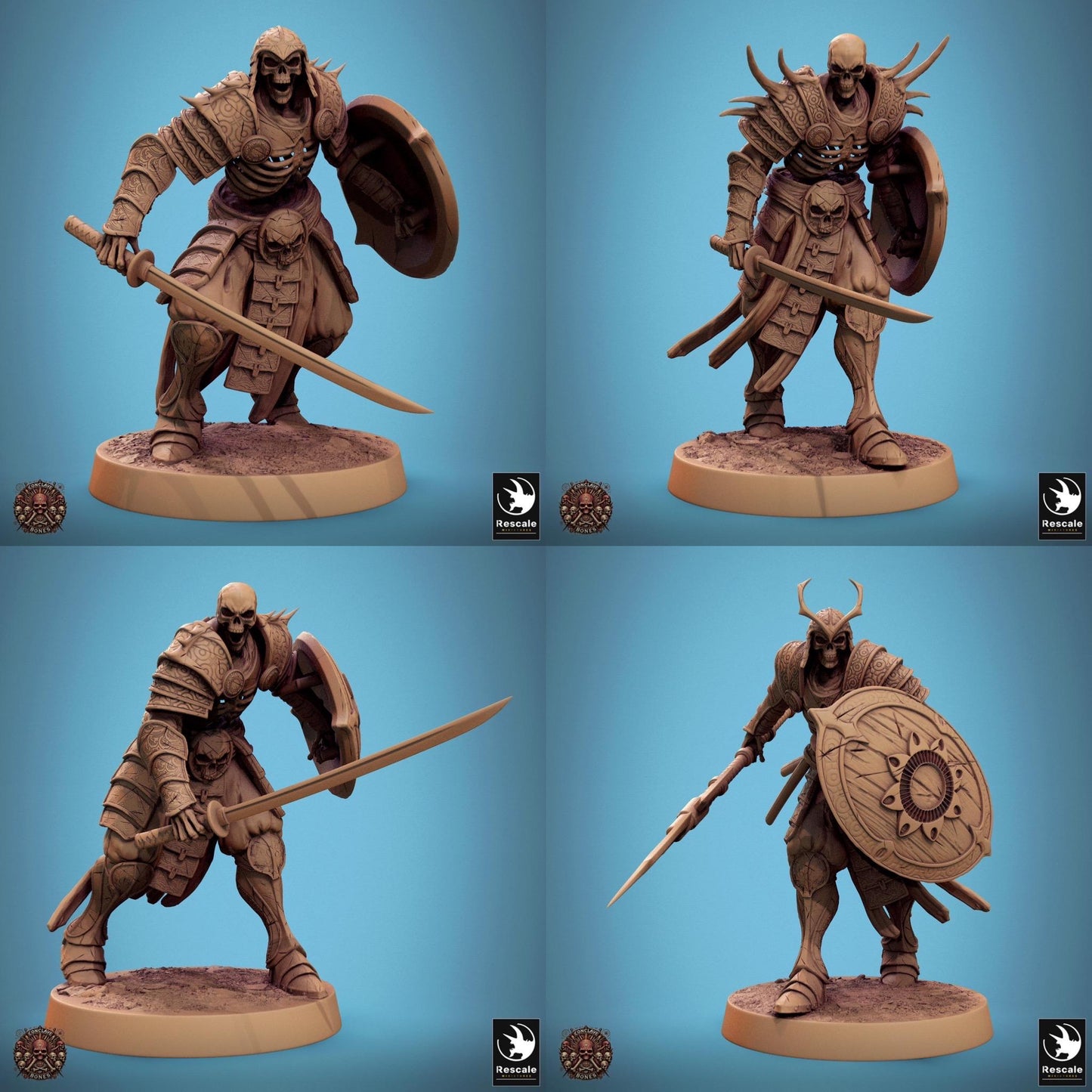 Oriental Skeleton Pack - set of 20 - Conclave of Bones (Sculpted by Rescale Miniatures)