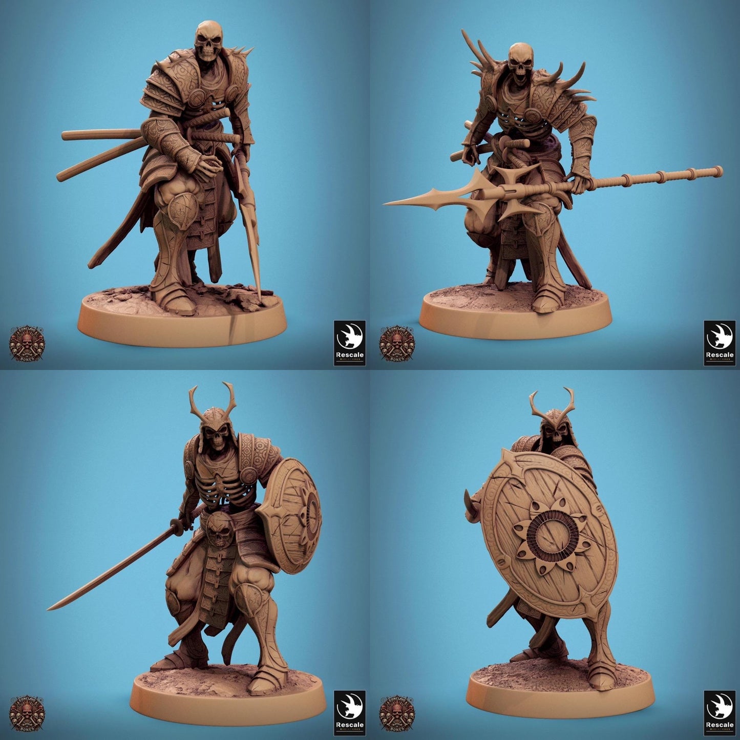 Oriental Skeleton Pack - set of 20 - Conclave of Bones (Sculpted by Rescale Miniatures)