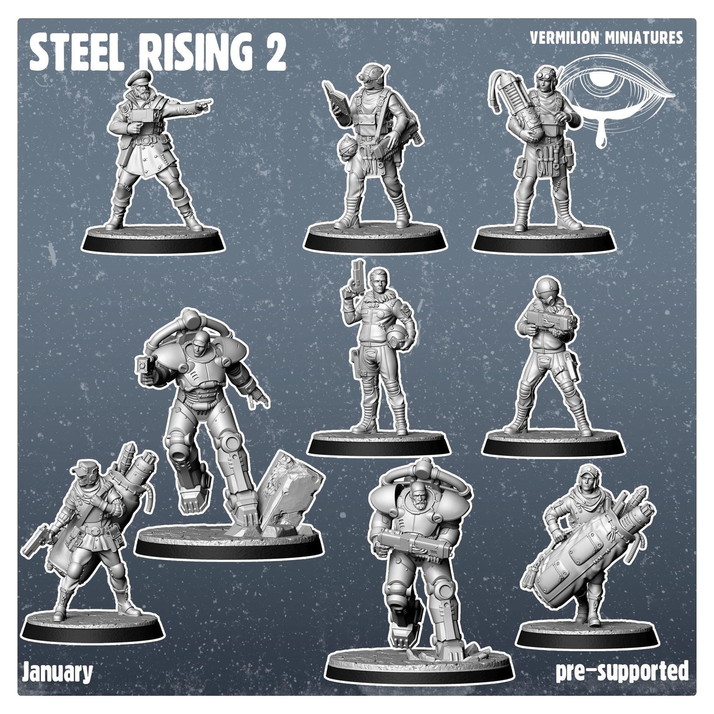 Steel Rising 2 - Full Warband (9 miniatures) (Sculpted by Vermillion Miniatures)