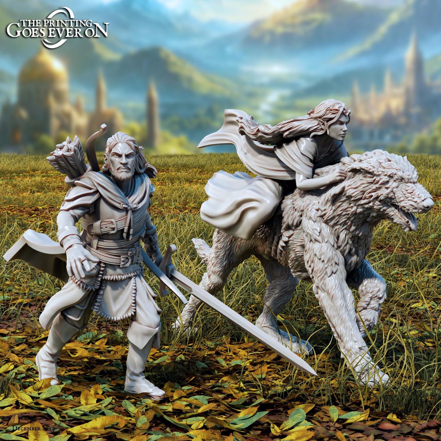 Bretegor, Lirien and Haelor the Hound - Tales of the Radian Shores (sculpted by Print Goes Ever On)
