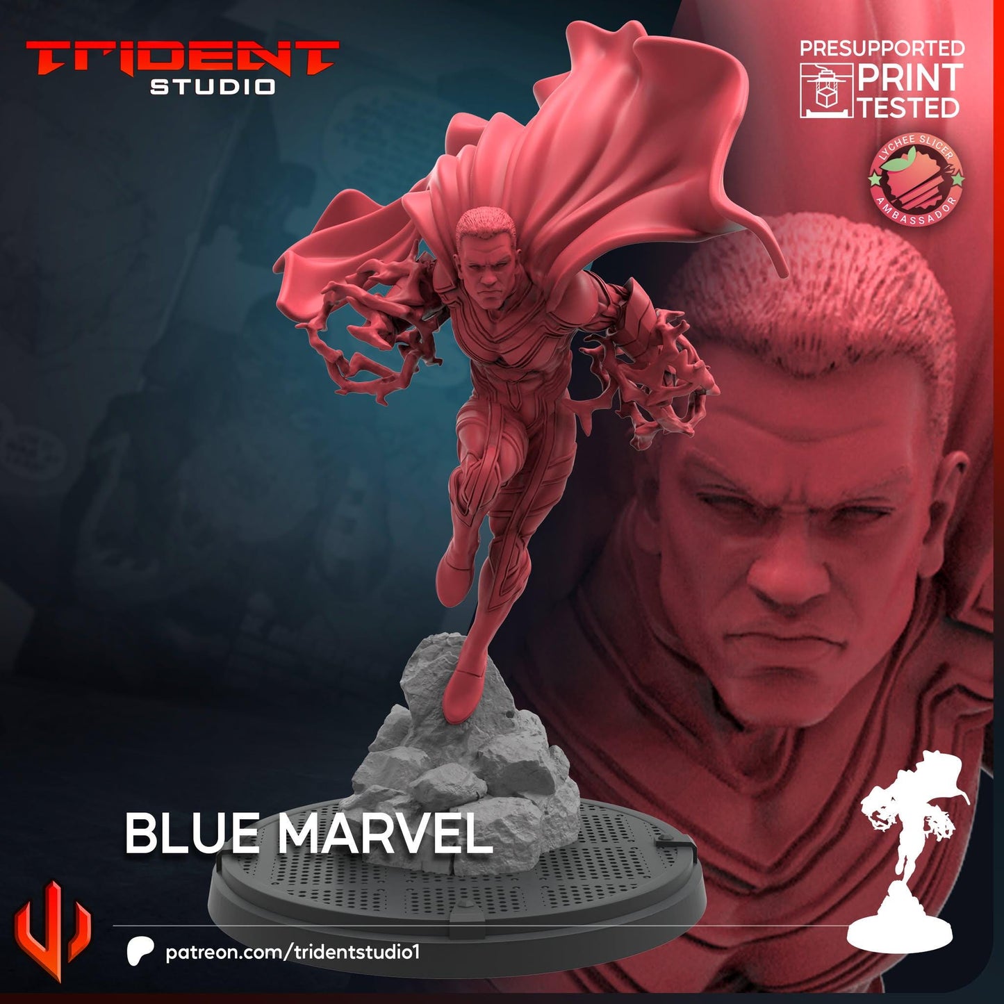 Blue Marvel (Fan art sculpted by Trident Studio) (Crisis Protocol Proxy/Alternative)