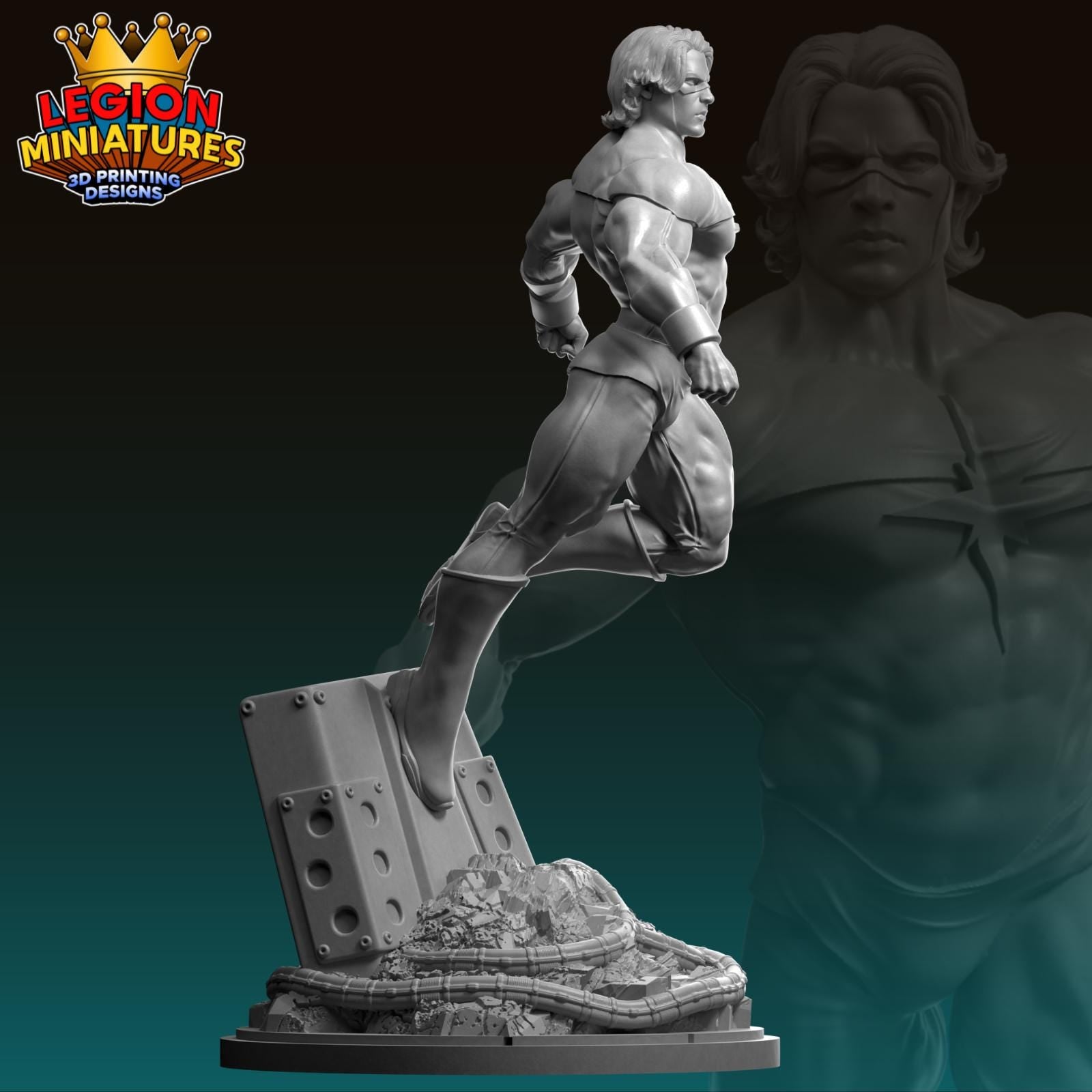 Captain Marvel - Fan Art 40mm Miniature (Sculpted by Legion Miniatures) (Crisis Protocol Proxy/Alternative)