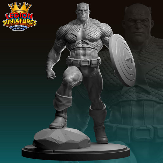 Captain America - Fan Art 40mm Miniature (Sculpted by Legion Miniatures) (Crisis Protocol Proxy/Alternative)