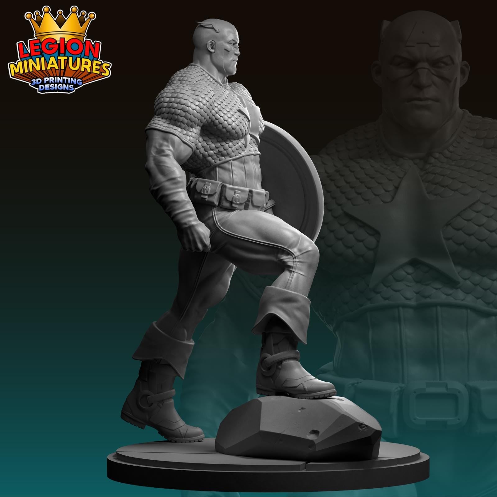 Captain America - Fan Art 40mm Miniature (Sculpted by Legion Miniatures) (Crisis Protocol Proxy/Alternative)