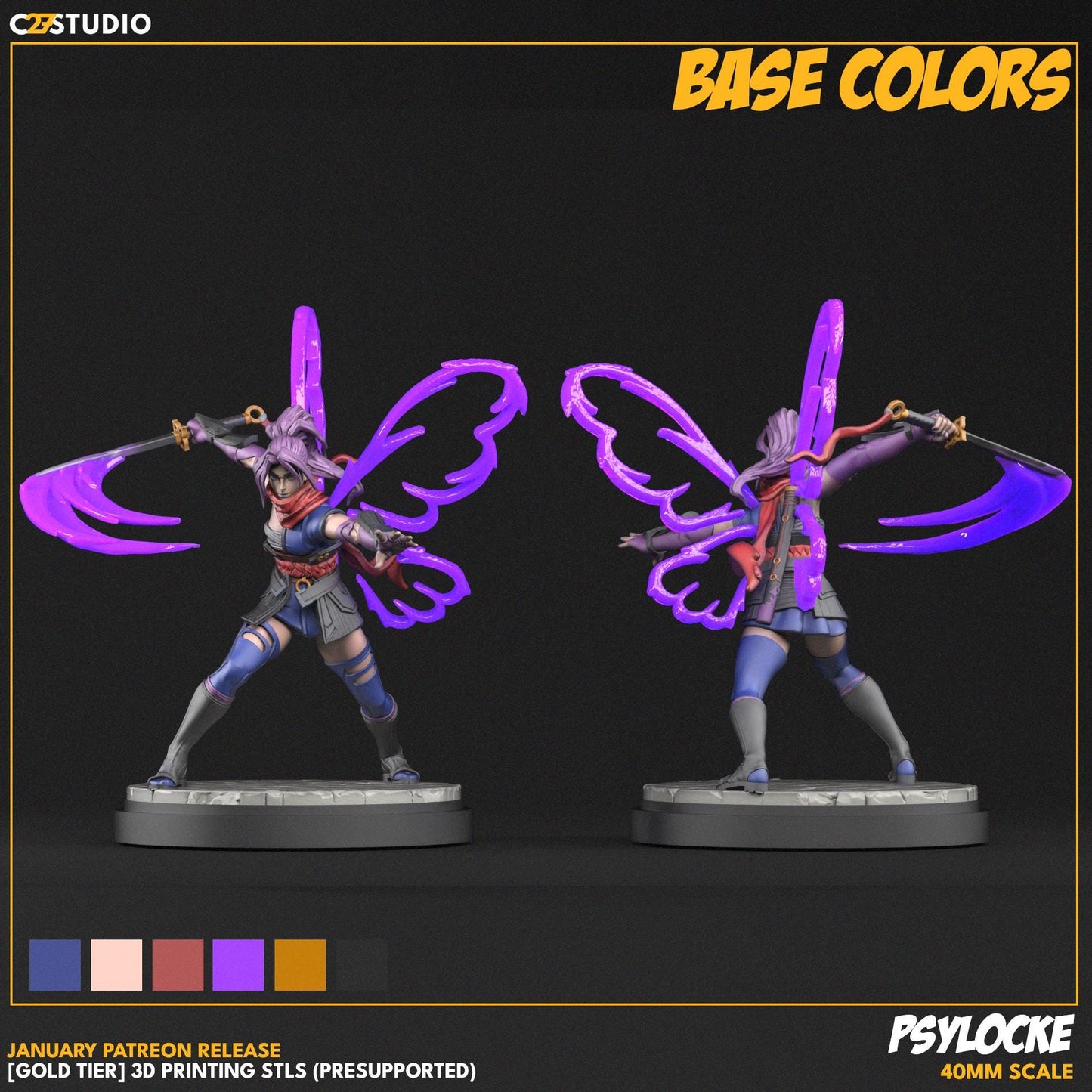 Psylocke / Peach Kunoichi - 40mm miniature (sculpted by C27 collectibles) (Crisis Protocol Proxy/Alternative)