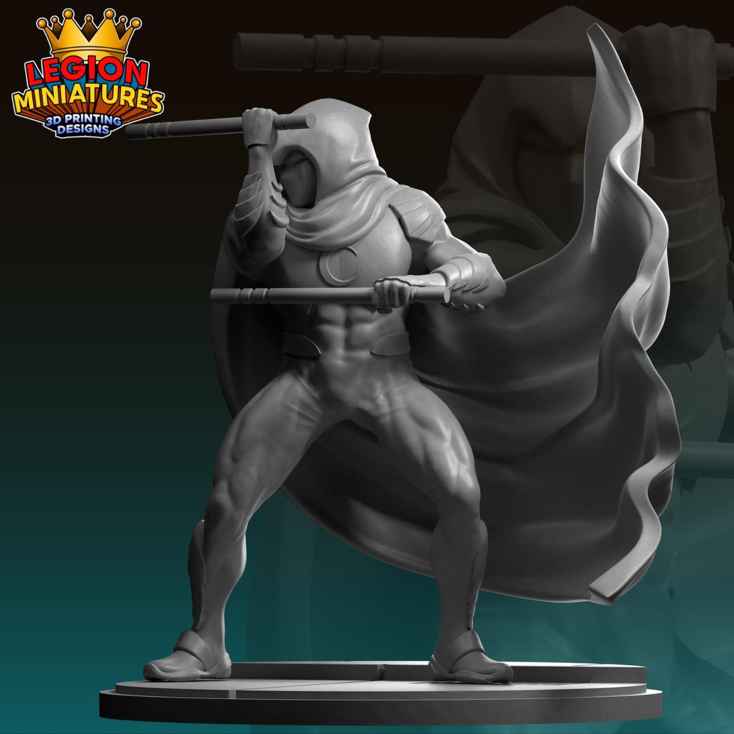 Moon Knight - Fan Art 40mm Miniature (Sculpted by Legion Miniatures) (Crisis Protocol Proxy/Alternative)