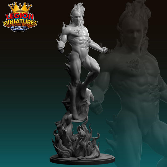 Human Torch - Fan Art 40mm Miniature (Sculpted by Legion Miniatures) (Crisis Protocol Proxy/Alternative)