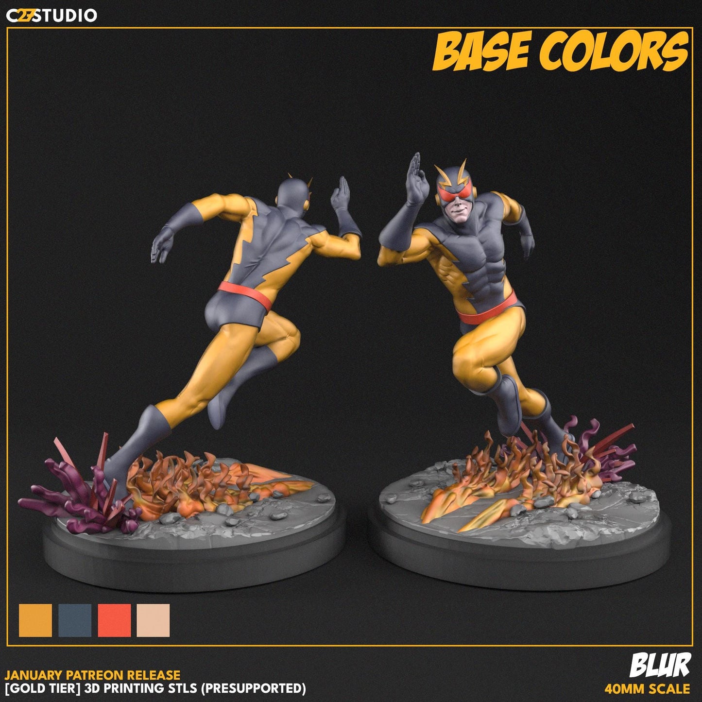 Blur / Lightning McSpeed 40mm miniature (sculpted by C27 collectibles) (Crisis Protocol Proxy/Alternative)