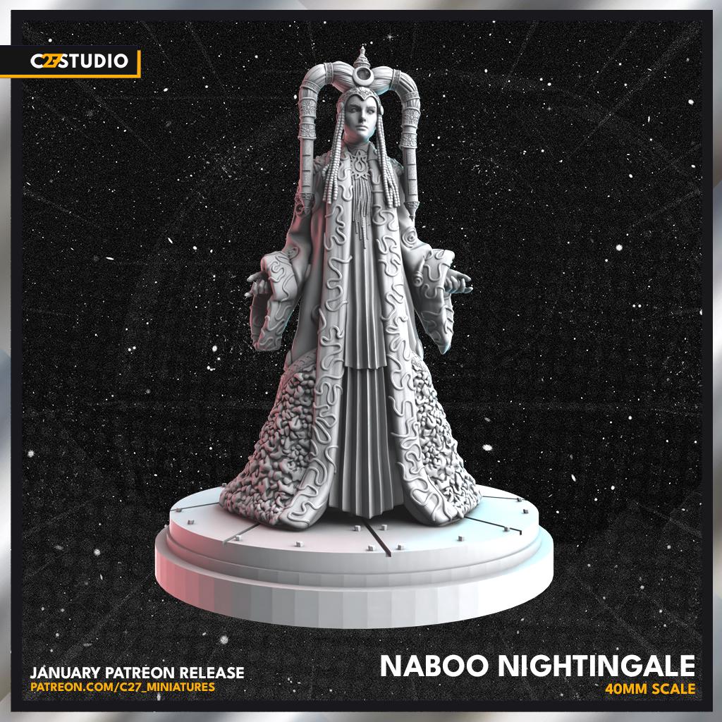 Padme Amidala / Naboo Nightingale 40mm miniature (sculpted by C27 collectibles) (Crisis Protocol Proxy/Alternative)