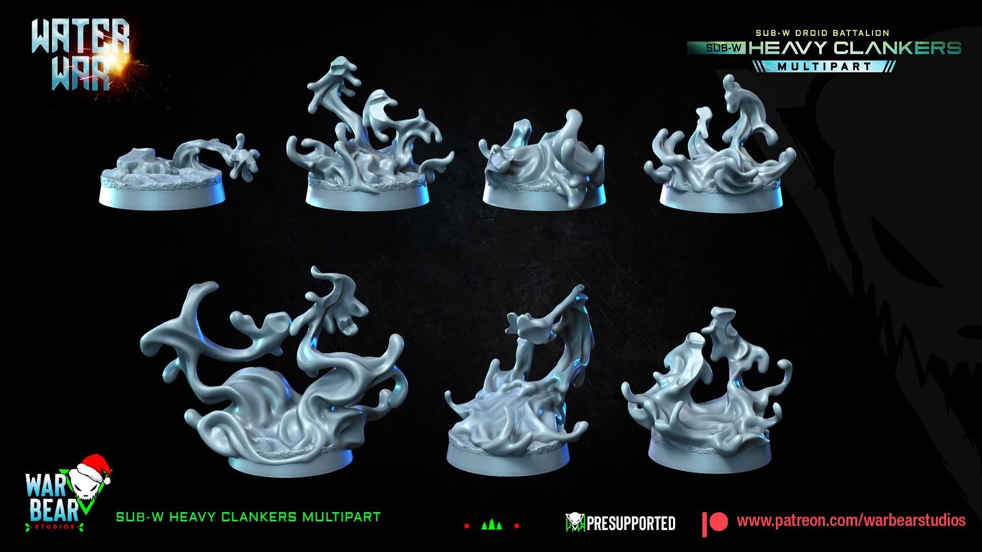 Sub--W Heavy Clankers (Unipart) - Set of 7 - Aqua Strike Force Alpha (Sculpted by War Bear Studios)
