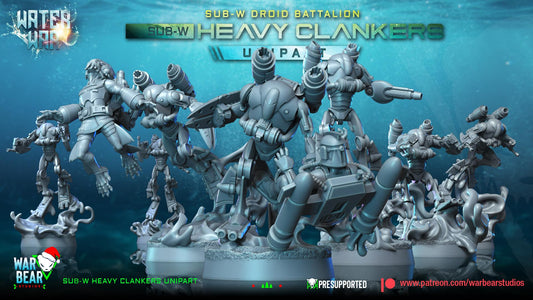 Sub--W Heavy Clankers (Unipart) - Set of 7 - Aqua Strike Force Alpha (Sculpted by War Bear Studios)