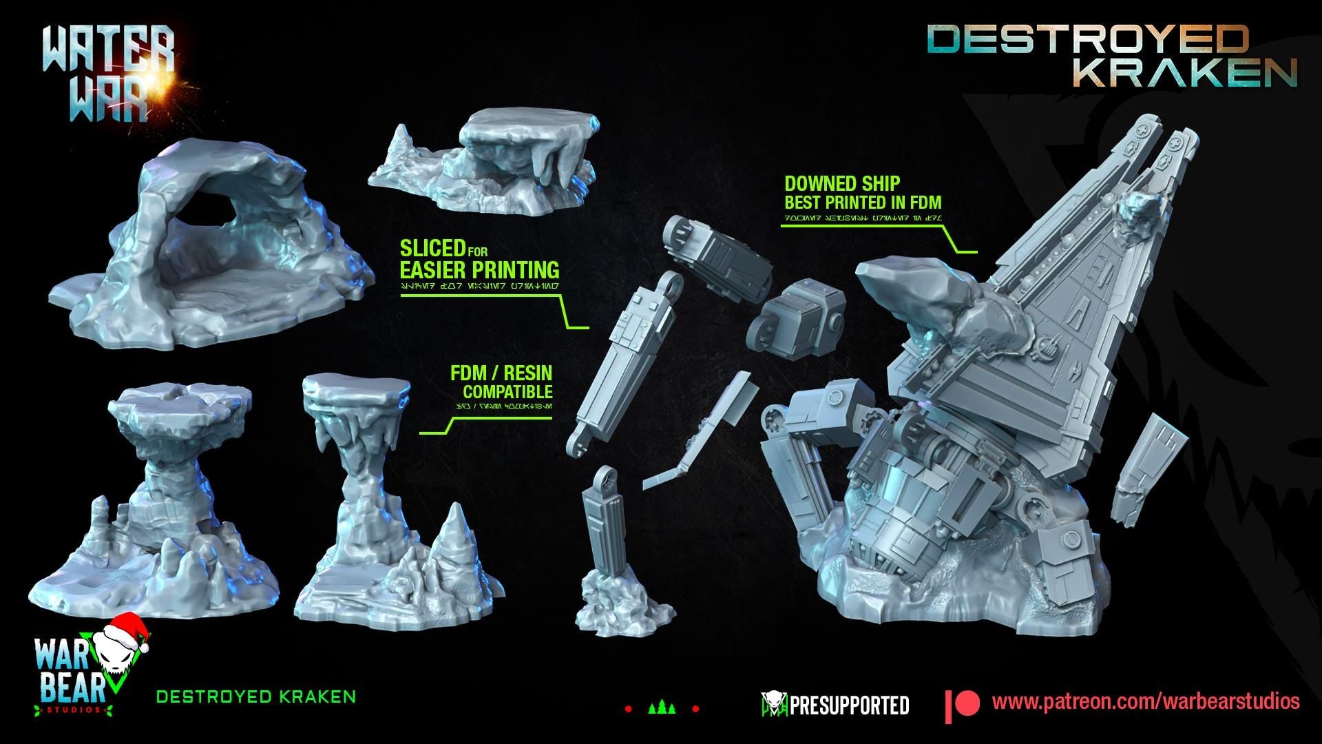 Destroyed Kraken Terrain (Sculpted by War Bear Studios)