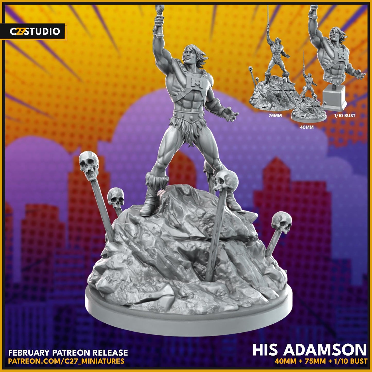 He-Man / His Adamson - 40mm miniature (sculpted by C27 collectibles) (Crisis Protocol Proxy/Alternative)