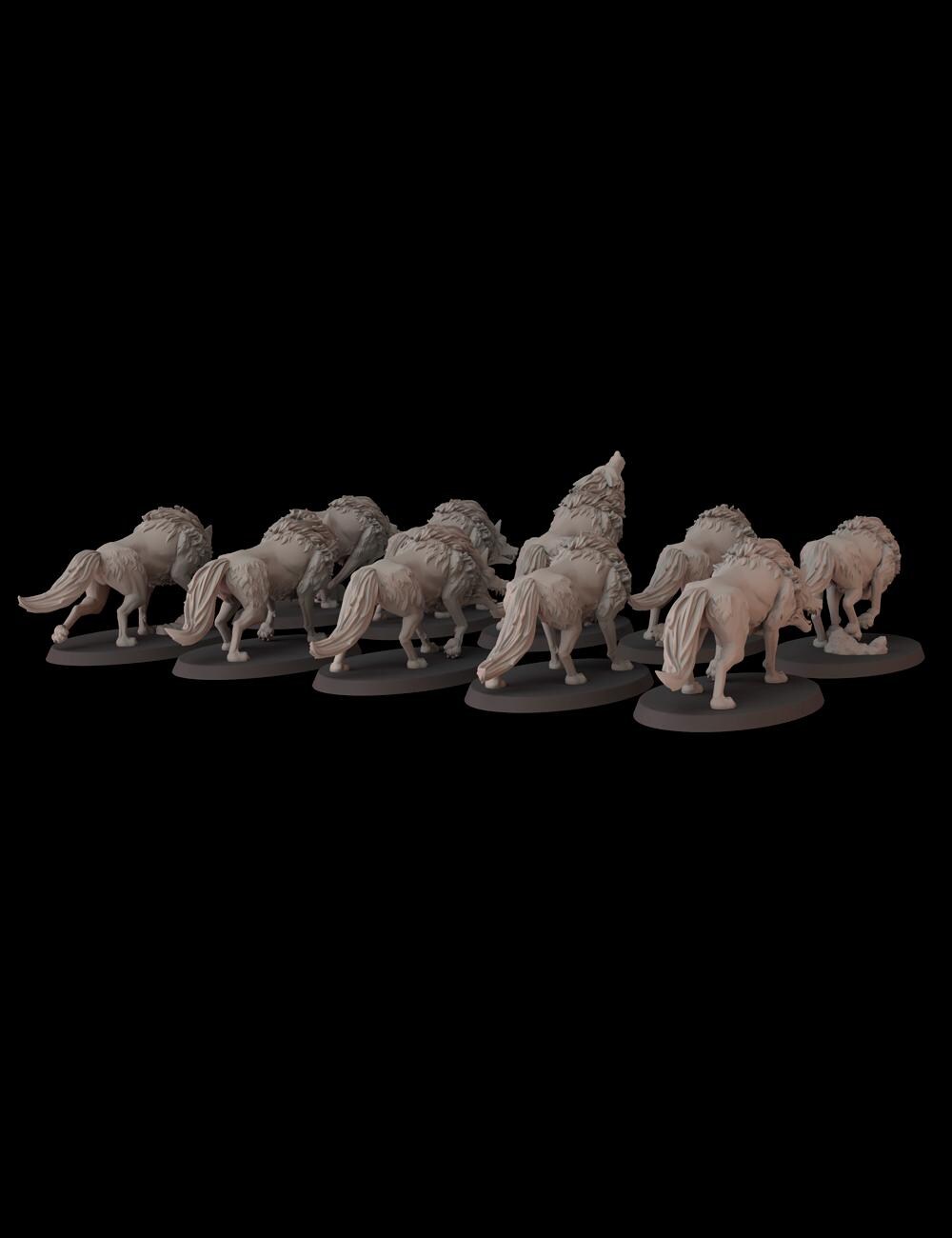 Midnight Wolves - set of 10 (Sculpted by Fantasy Cult Miniatures)