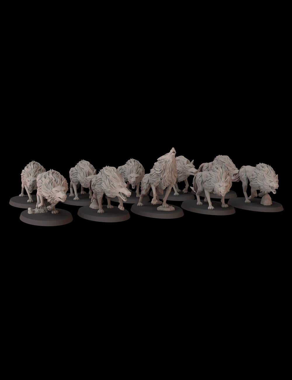 Midnight Wolves - set of 10 (Sculpted by Fantasy Cult Miniatures)