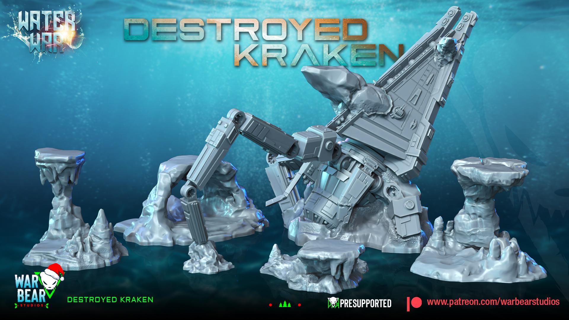 Destroyed Kraken Terrain (Sculpted by War Bear Studios)