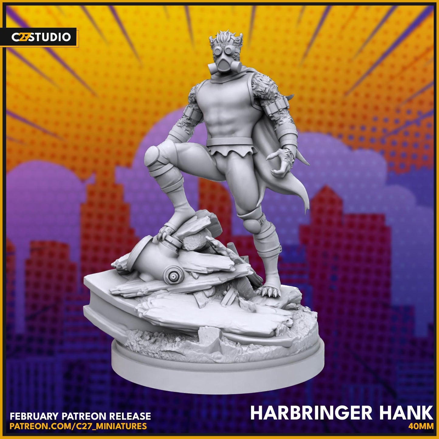 Beast - Pestilence / Harbinger Hank 40mm miniature (sculpted by C27 collectibles) (Crisis Protocol Proxy/Alternative)
