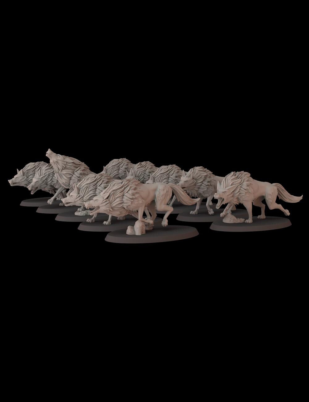 Midnight Wolves - set of 10 (Sculpted by Fantasy Cult Miniatures)