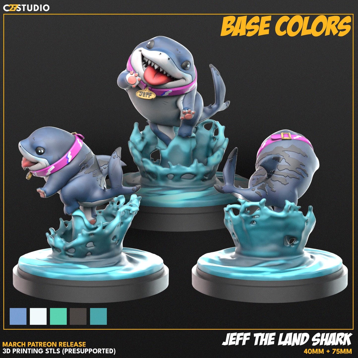 Jeff the Land Shark / Snack Attack 40mm miniature (sculpted by C27 collectibles) (Marvel Rivals/Crisis Protocol Proxy/Alternative)