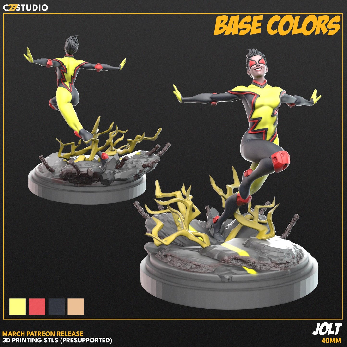 Jolt / Static Sweetheart 40mm miniature (sculpted by C27 collectibles) (Crisis Protocol Proxy/Alternative)