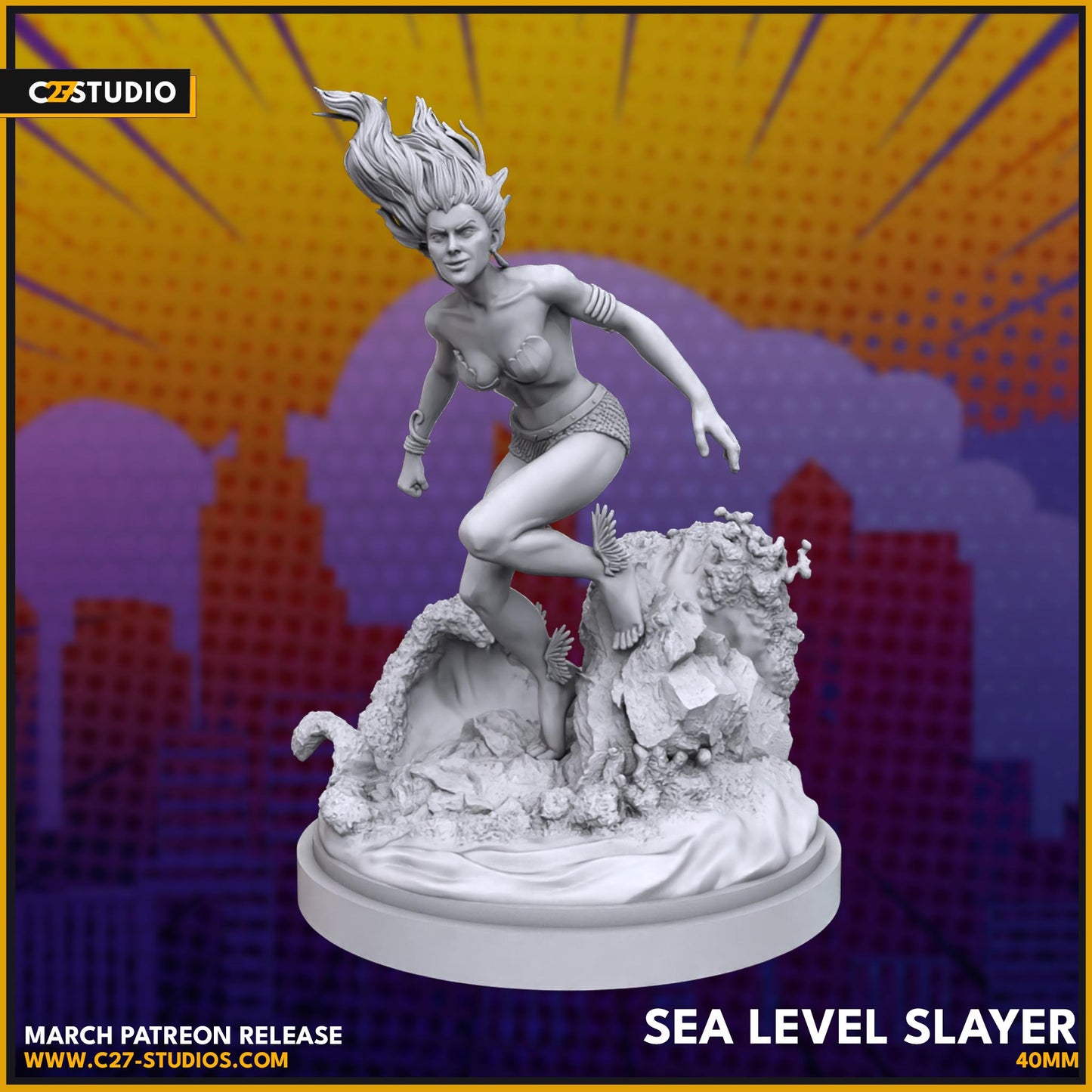Namora / Sea Level Slayer 40mm miniature (sculpted by C27 collectibles) (Crisis Protocol Proxy/Alternative)