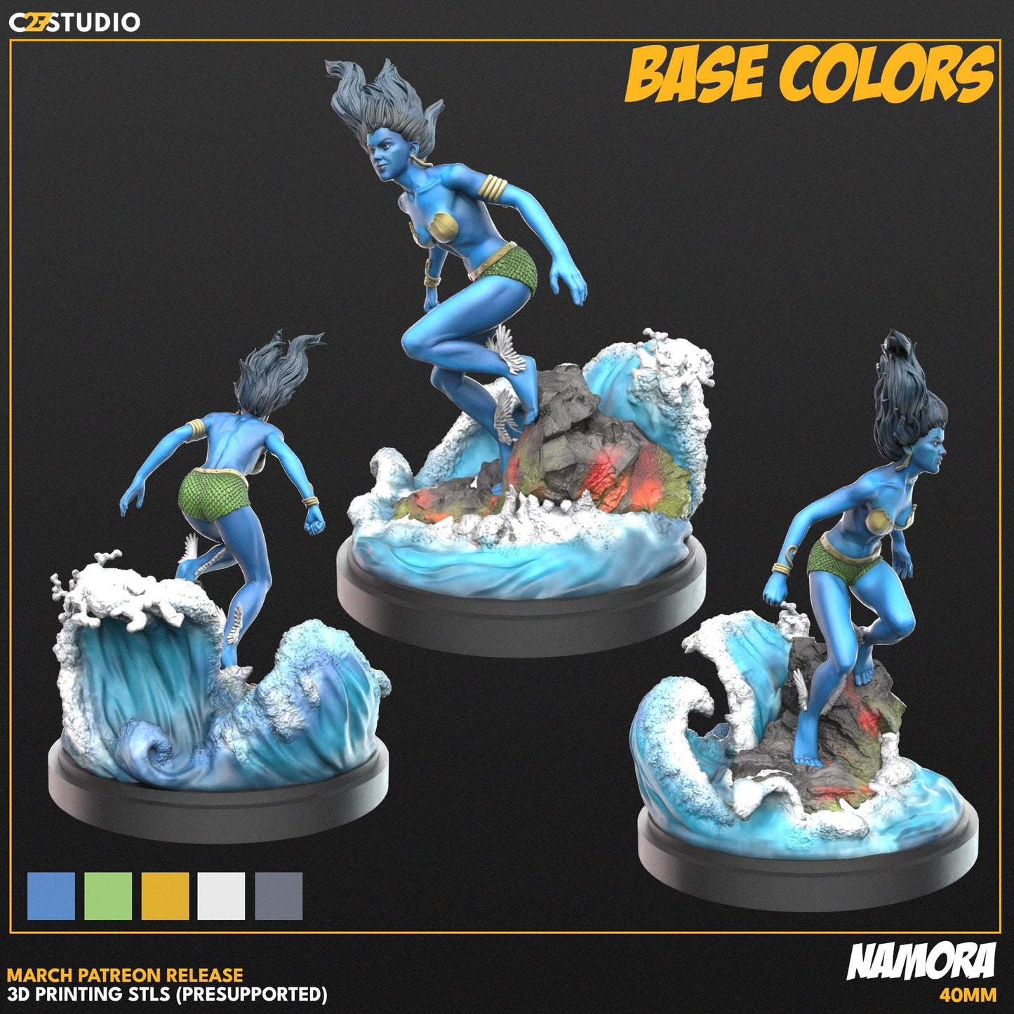 Namora / Sea Level Slayer 40mm miniature (sculpted by C27 collectibles) (Crisis Protocol Proxy/Alternative)