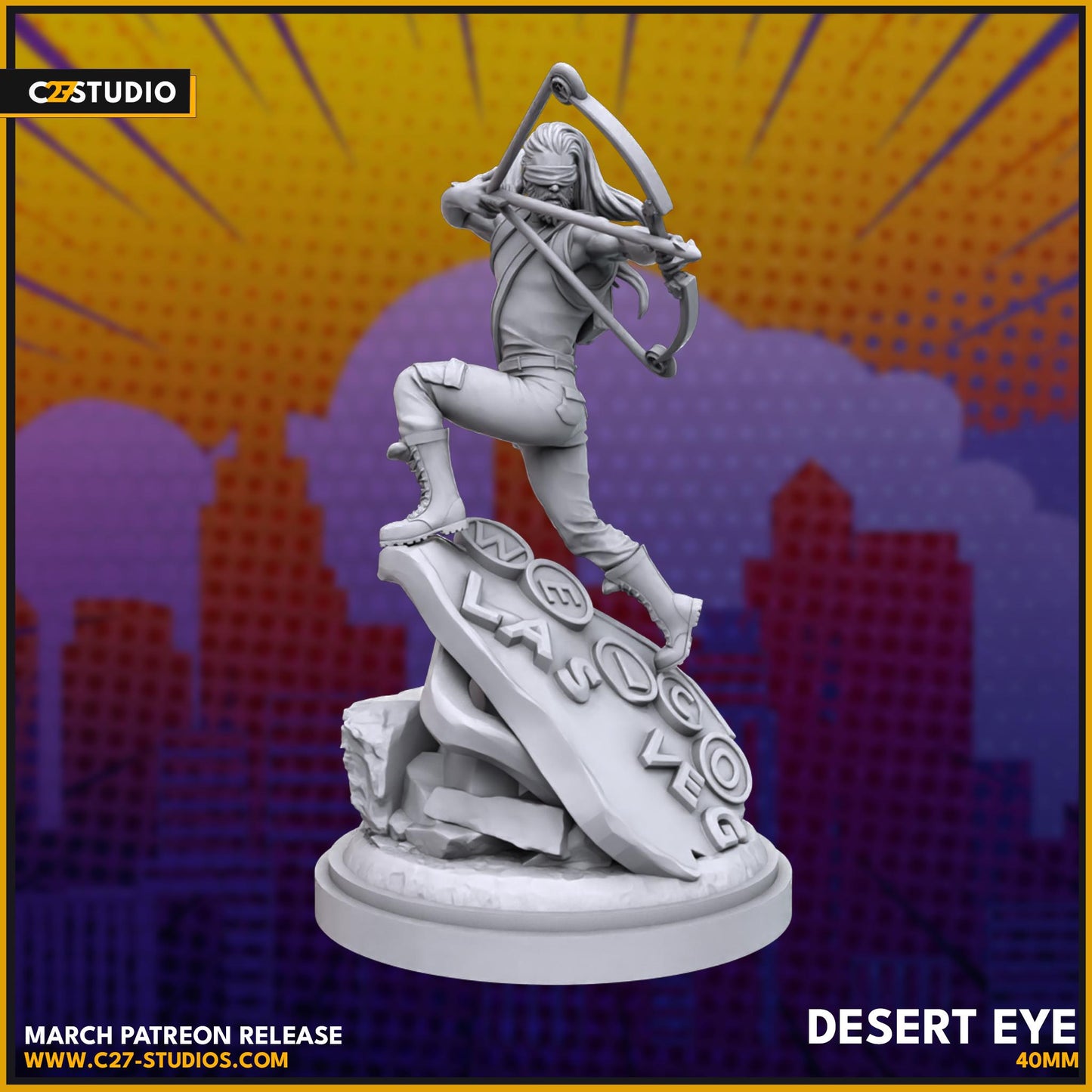 Old Man Hawkeye / Desert Eye 40mm miniature (sculpted by C27 collectibles) (Crisis Protocol Proxy/Alternative)