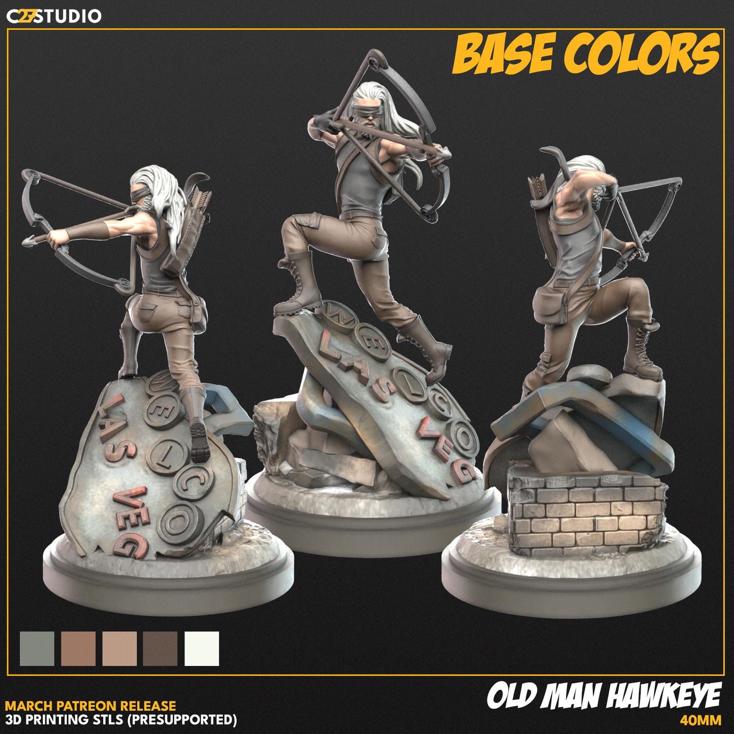 Old Man Hawkeye / Desert Eye 40mm miniature (sculpted by C27 collectibles) (Crisis Protocol Proxy/Alternative)