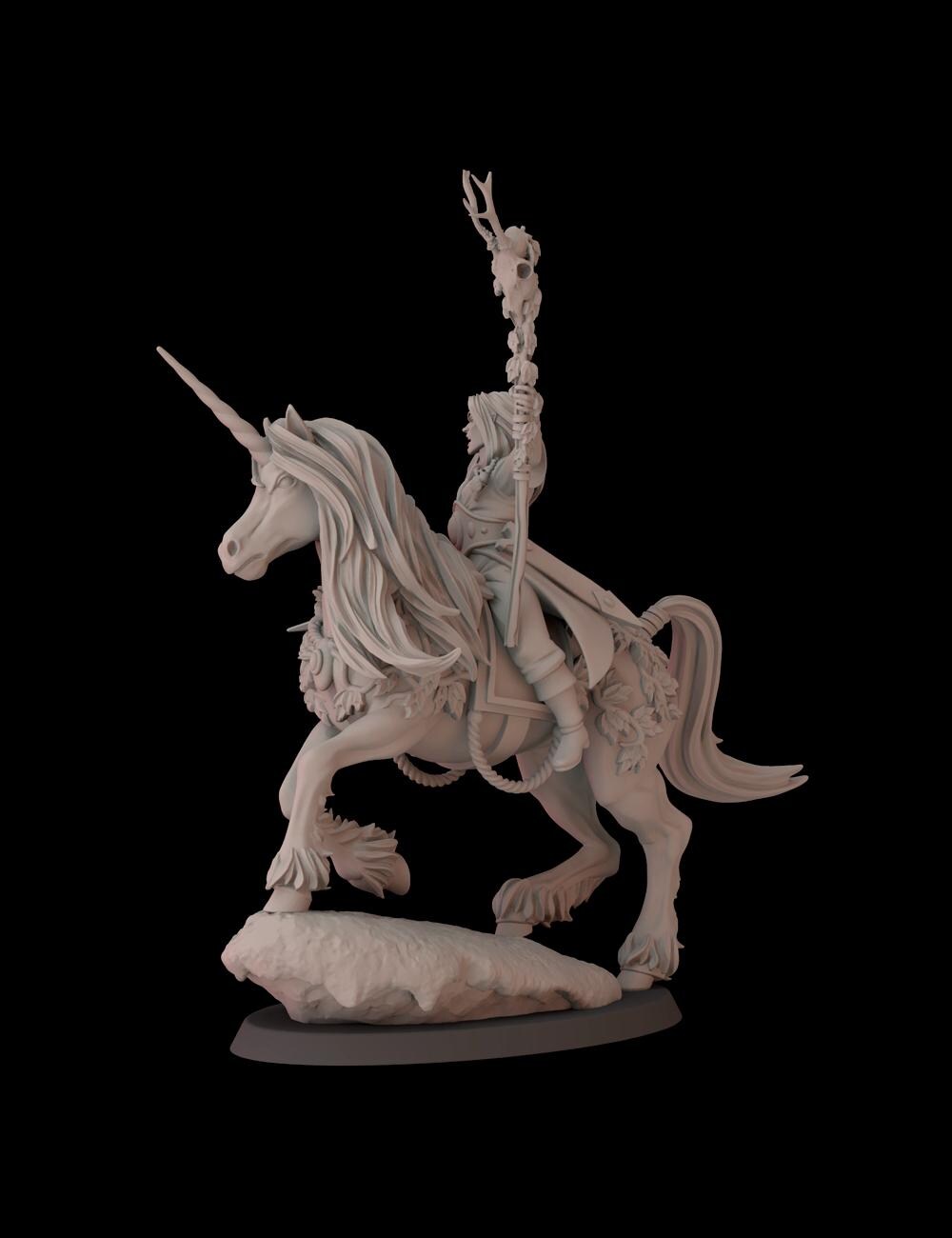 Elf Wizard on Unicorn (Sculpted by Fantasy Cult Miniatures)