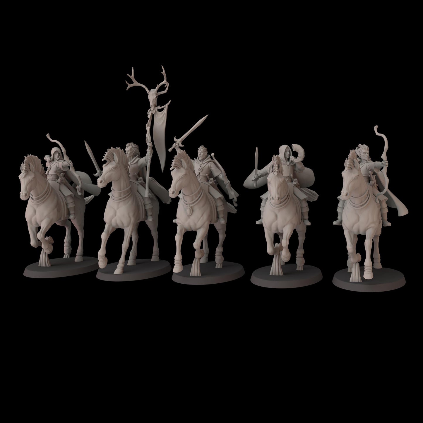 Elven Archers on Steeds - set of 5 (Sculpted by Fantasy Cult Miniatures)