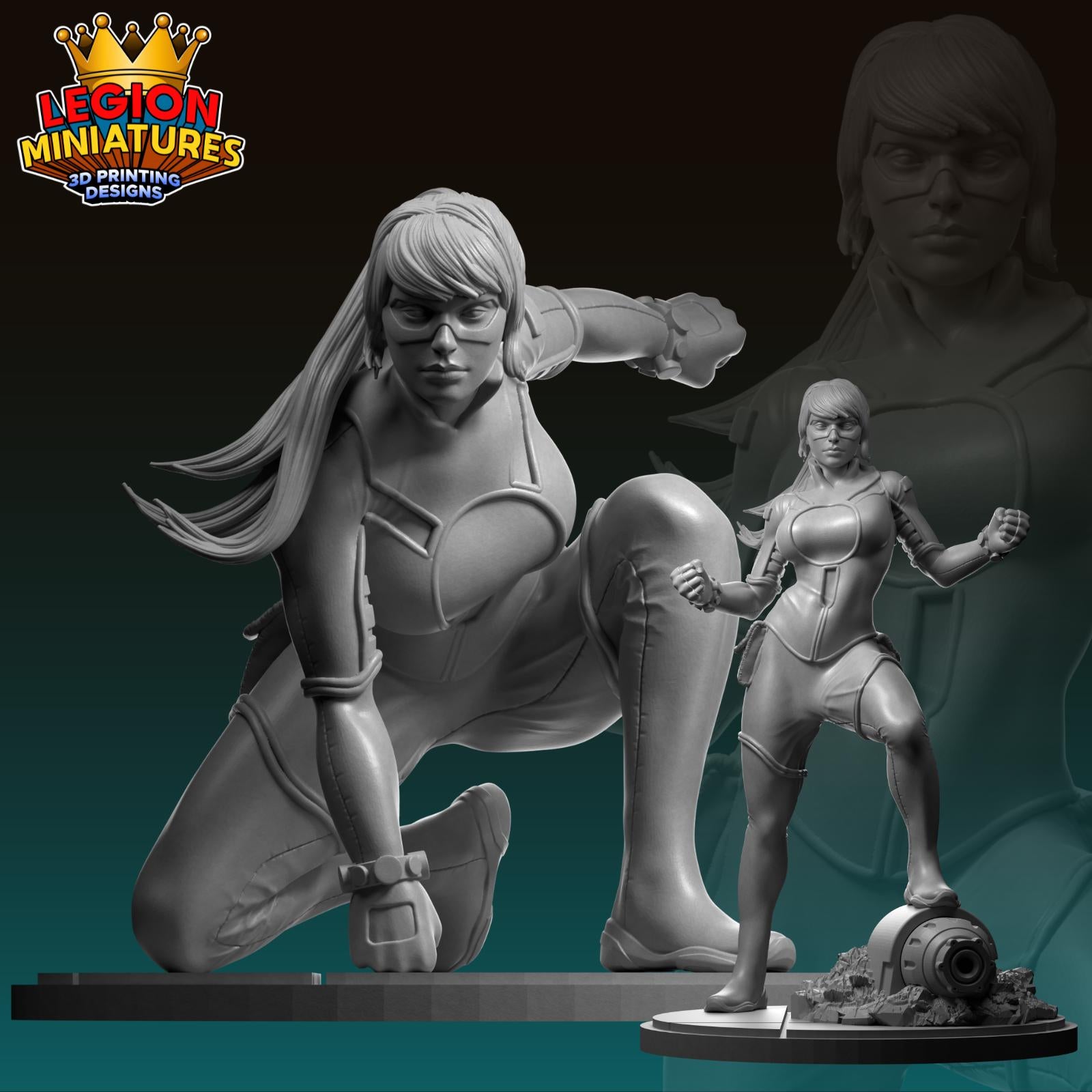 Stature Fan-Art (2 minis) 40mm Miniature (Sculpted by Legion Miniatures) (Crisis Protocol Proxy/Alternative)