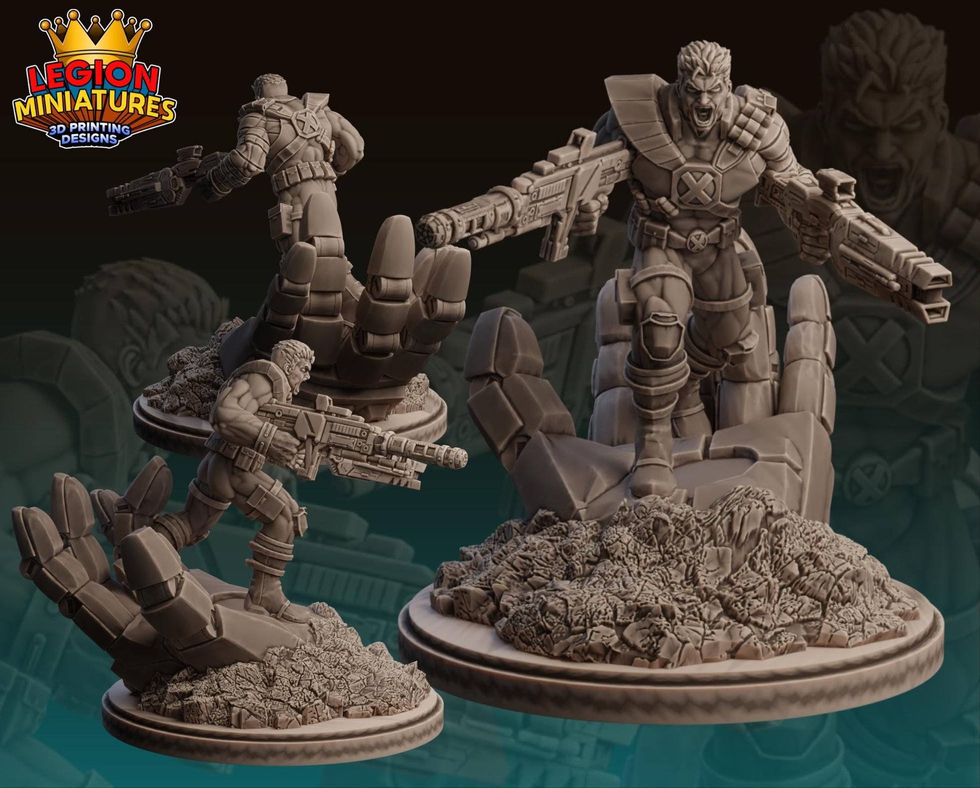 Cable - Fan Art 40mm Miniature (Sculpted by Legion Miniatures) (Crisis Protocol Proxy/Alternative)