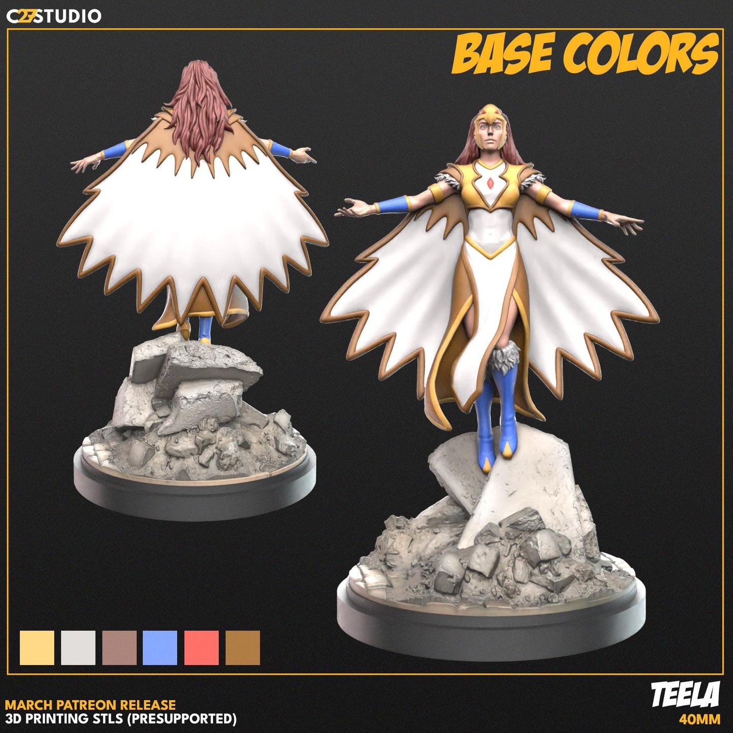 Teela / Eternia's Flame 40mm miniature (sculpted by C27 collectibles) (Crisis Protocol Proxy/Alternative)