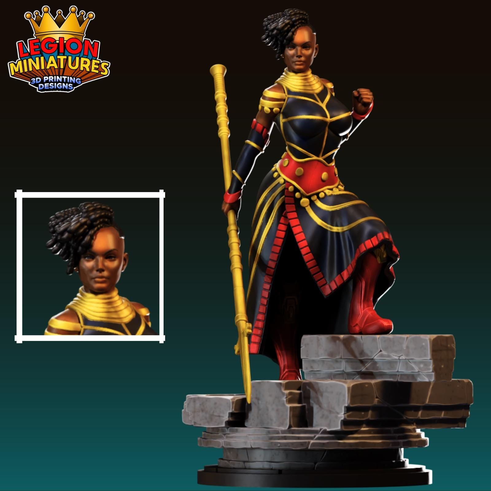 Ultimate Okoye Fan-Art 40mm Miniature (Sculpted by Legion Miniatures) (Crisis Protocol Proxy/Alternative)