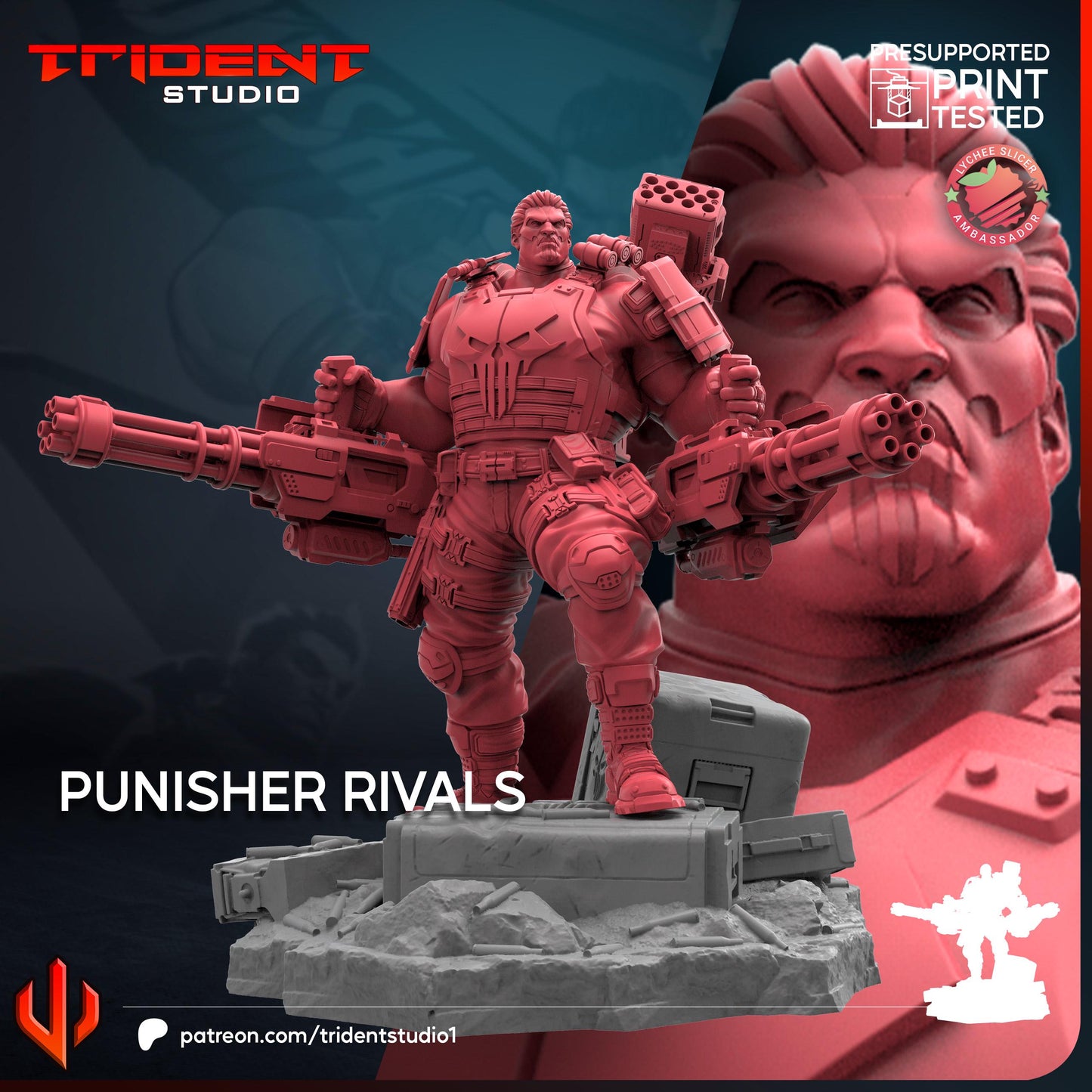 Punisher - Rivals (Fan art sculpted by Trident Studio) (Crisis Protocol Proxy/Alternative)