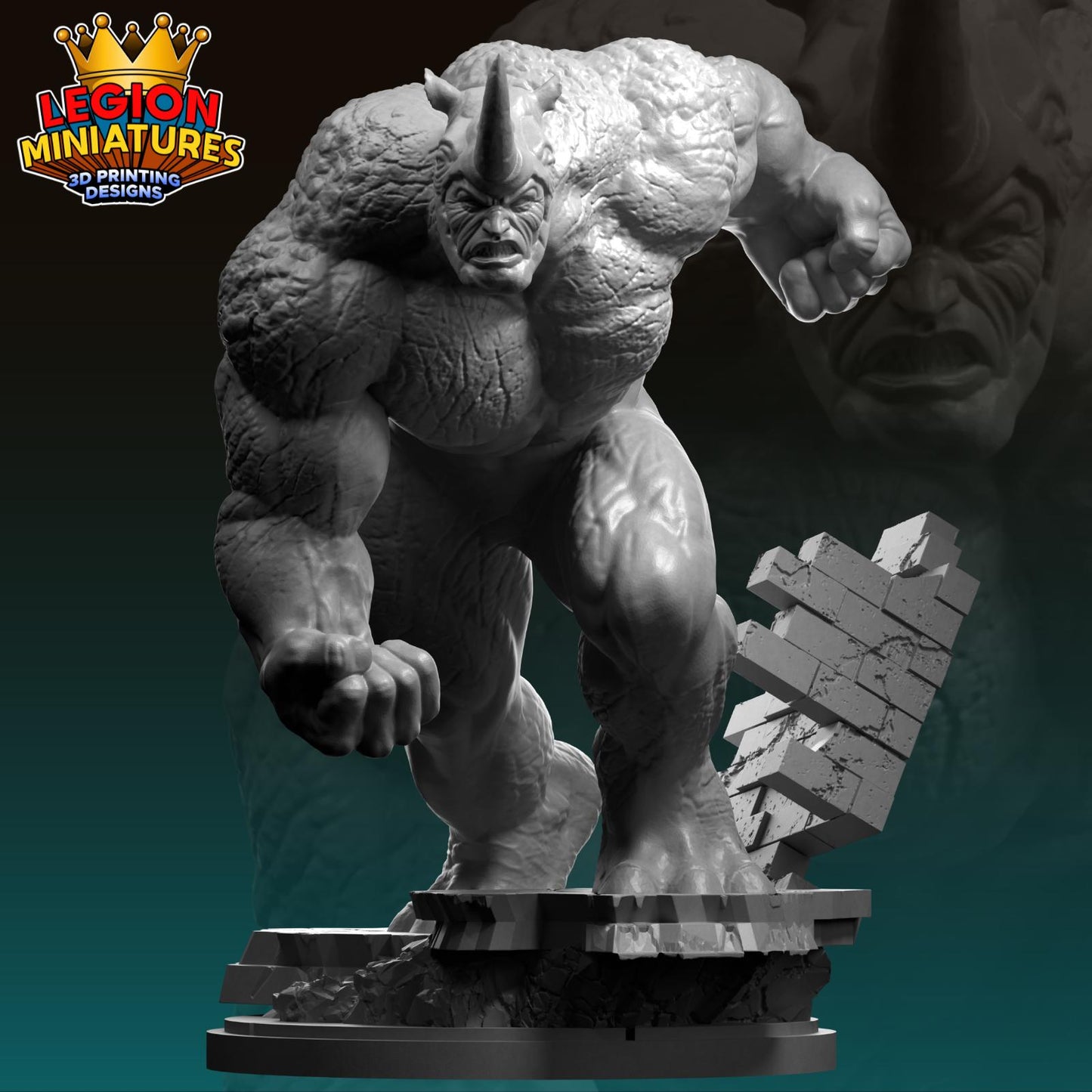 Rhino Fan-Art 40mm Miniature (Sculpted by Legion Miniatures) (Crisis Protocol Proxy/Alternative)