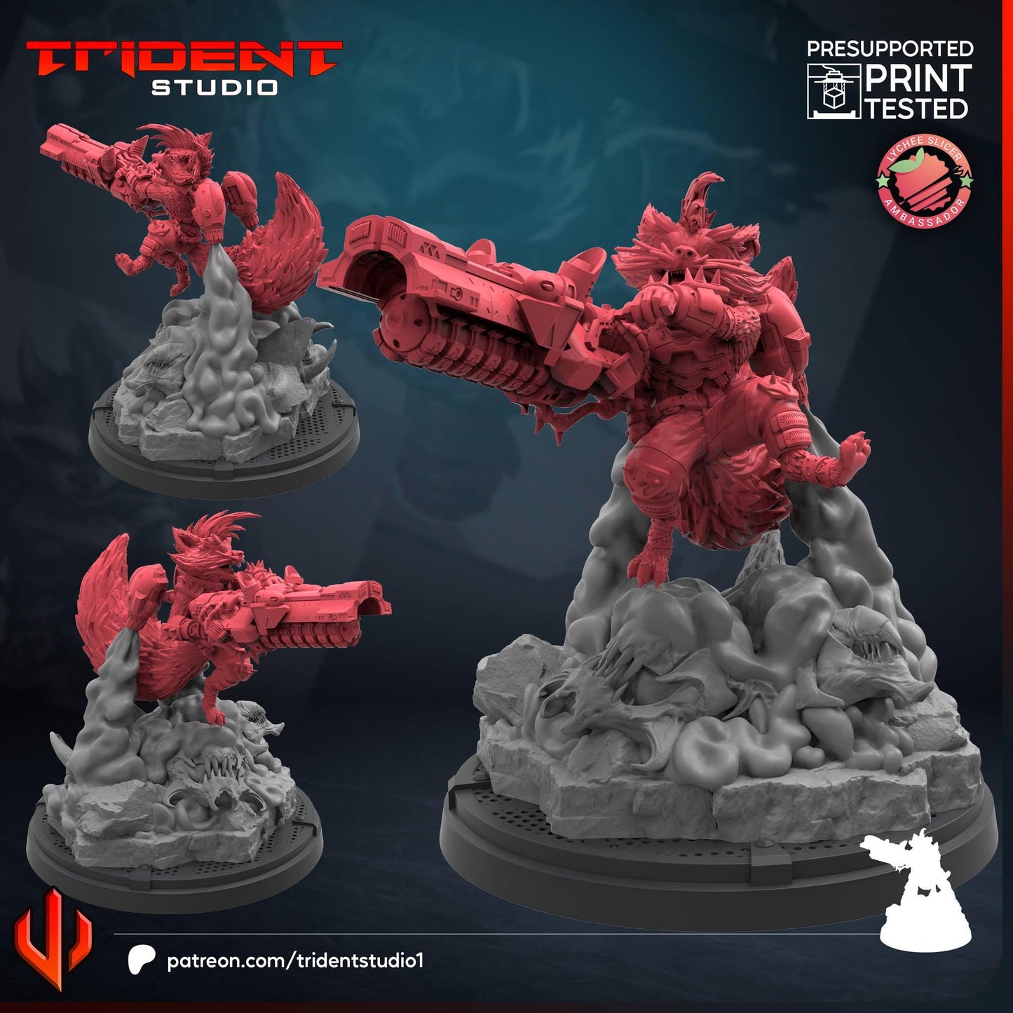 Rocket Racoon Rivals (Fan art sculpted by Trident Studio) (Crisis Protocol Proxy/Alternative)