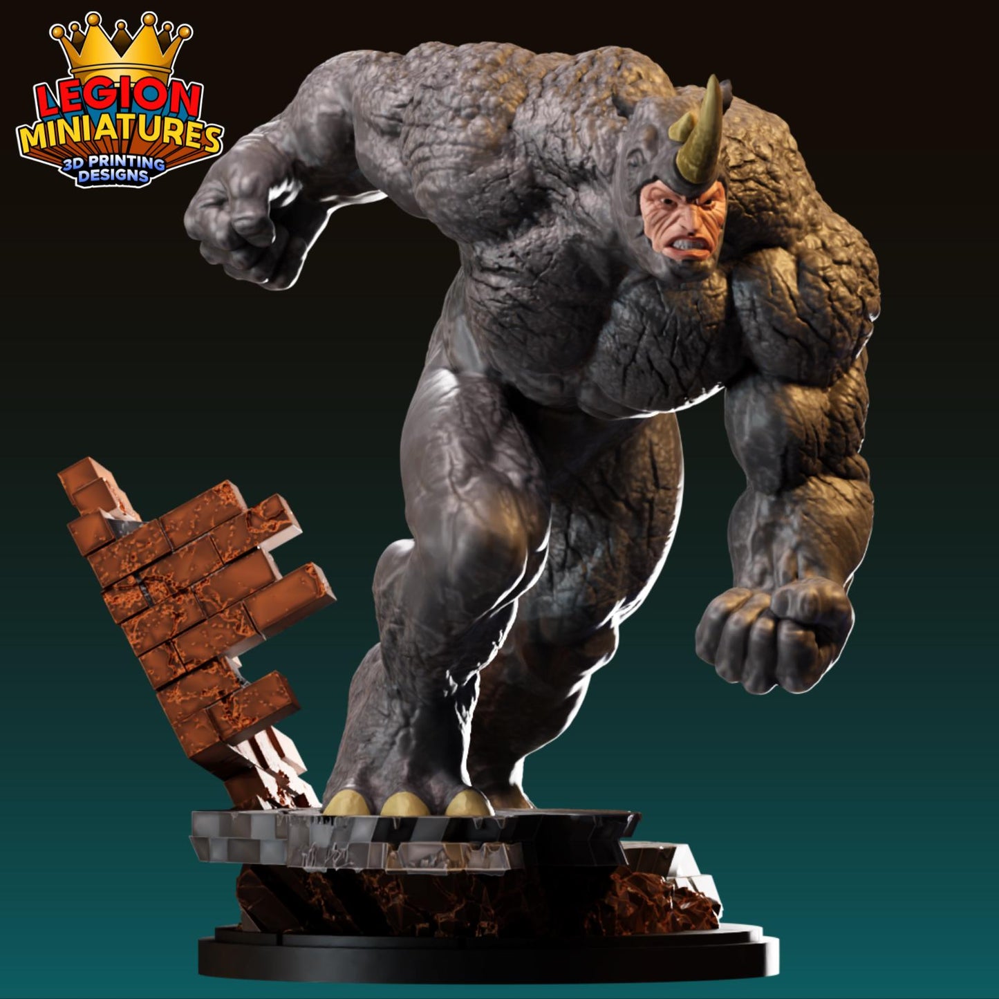 Rhino Fan-Art 40mm Miniature (Sculpted by Legion Miniatures) (Crisis Protocol Proxy/Alternative)