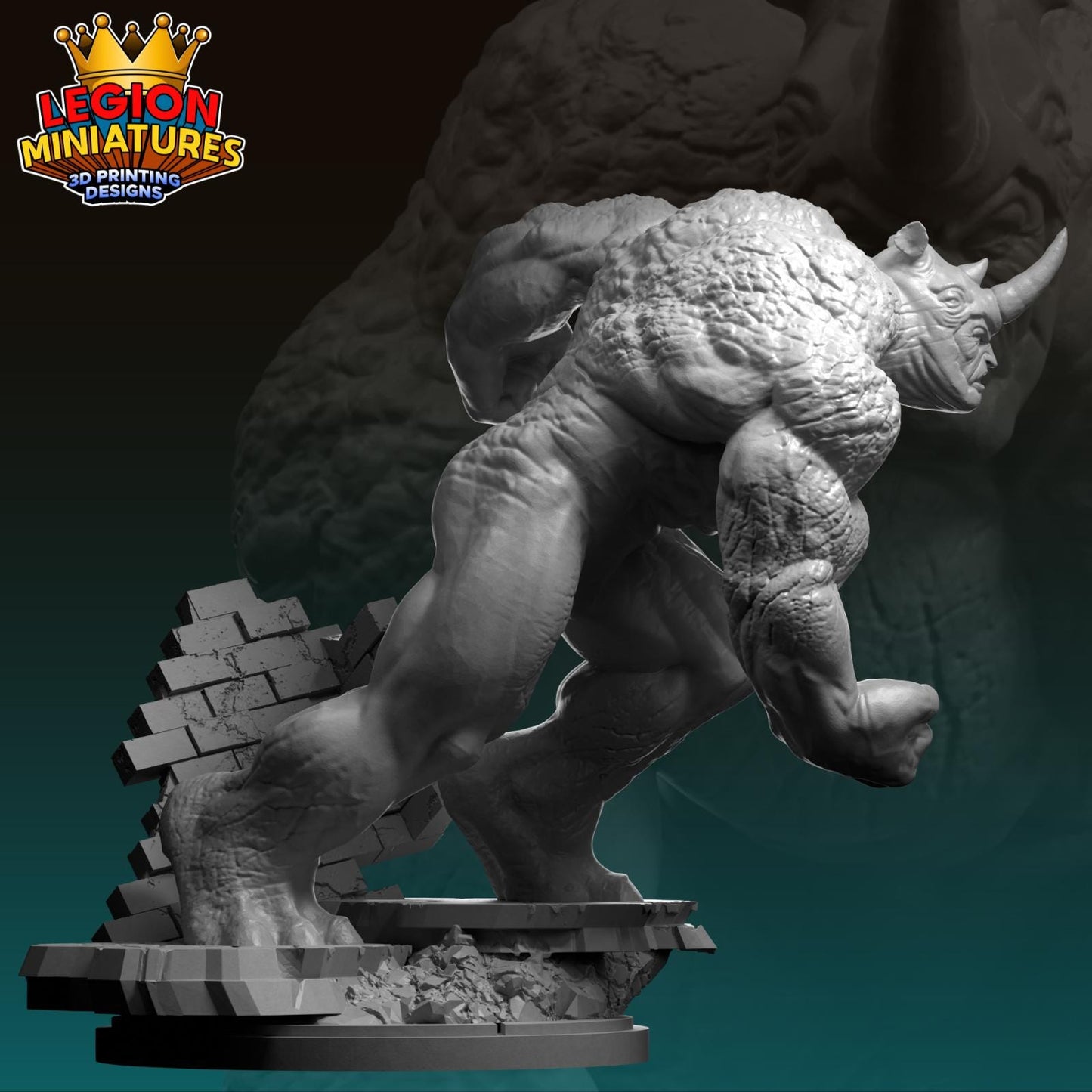 Rhino Fan-Art 40mm Miniature (Sculpted by Legion Miniatures) (Crisis Protocol Proxy/Alternative)
