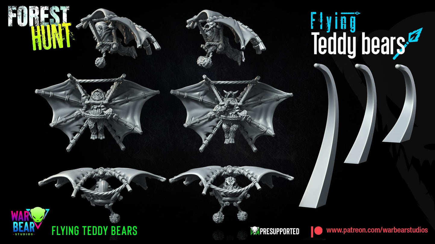 Flying Teddy Bears - set of 2 (Sculpted by War Bear Studios)
