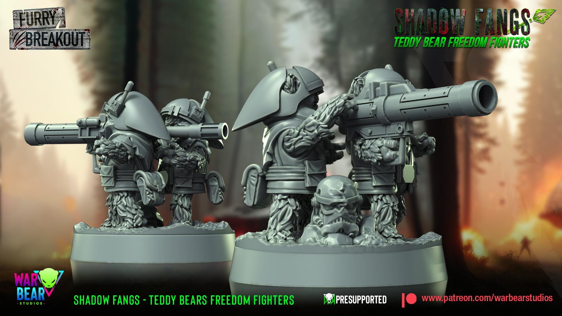 Shadow Fangs Teddy Bear Freedom Fighters - set of 6 (Sculpted by War Bear Studios)