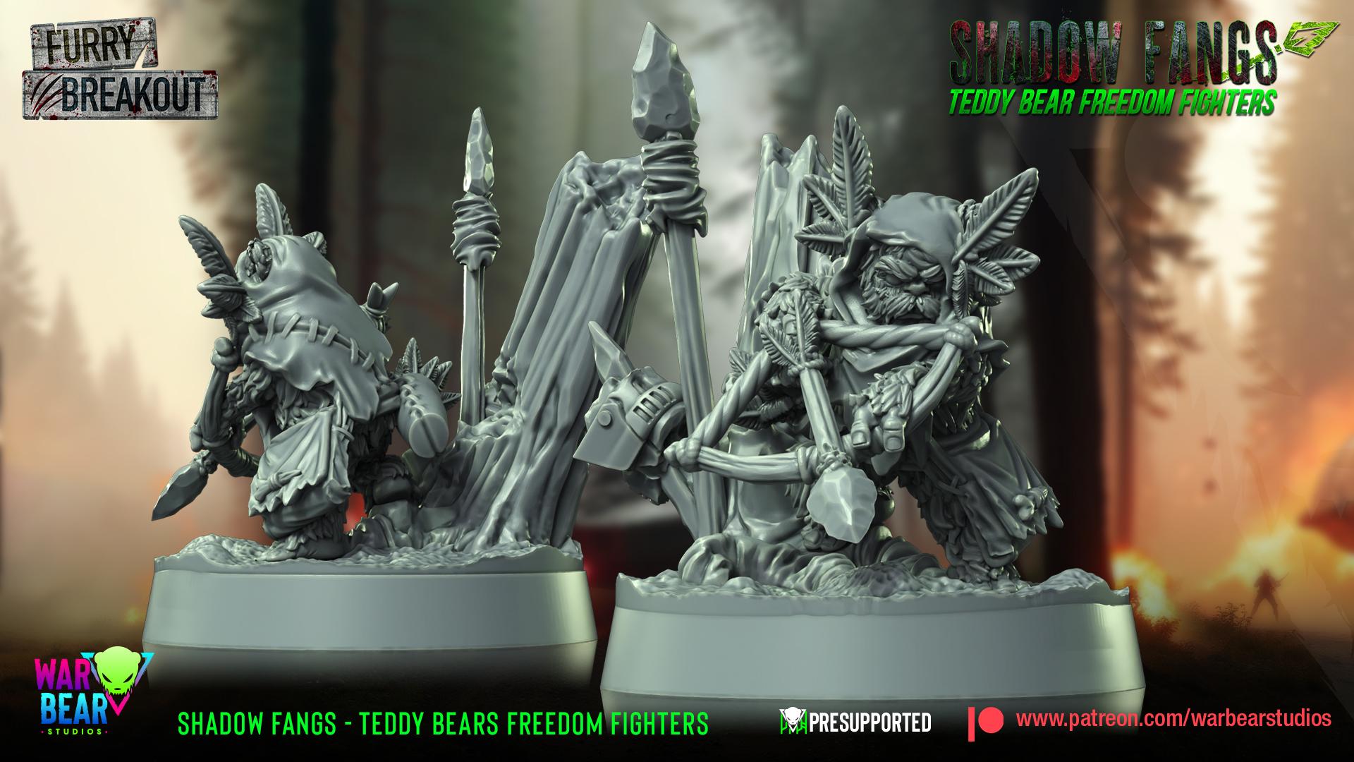 Shadow Fangs Teddy Bear Freedom Fighters - set of 6 (Sculpted by War Bear Studios)
