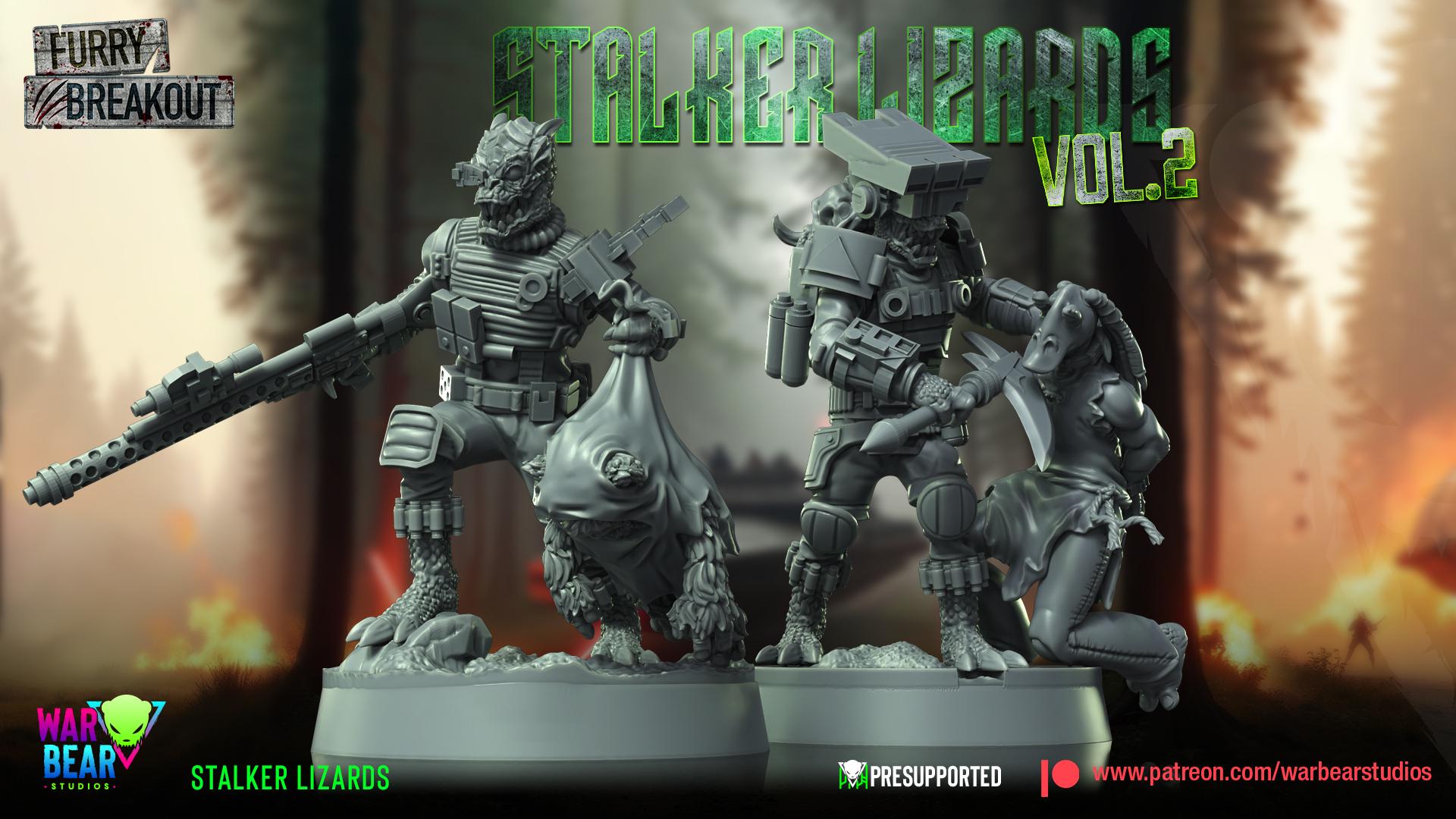 Stalker Lizards - set of 2 (Sculpted by War Bear Studios)