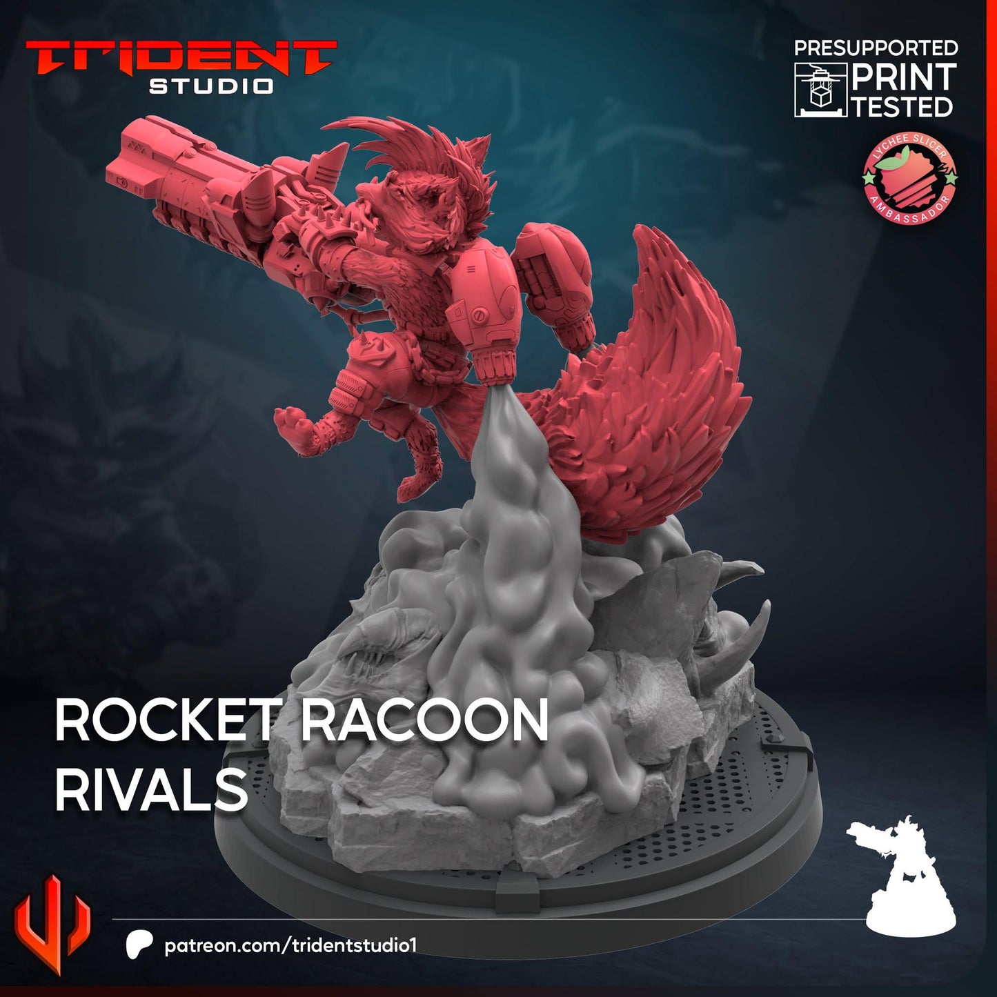 Rocket Racoon Rivals (Fan art sculpted by Trident Studio) (Crisis Protocol Proxy/Alternative)
