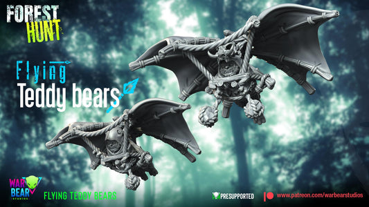Flying Teddy Bears - set of 2 (Sculpted by War Bear Studios)