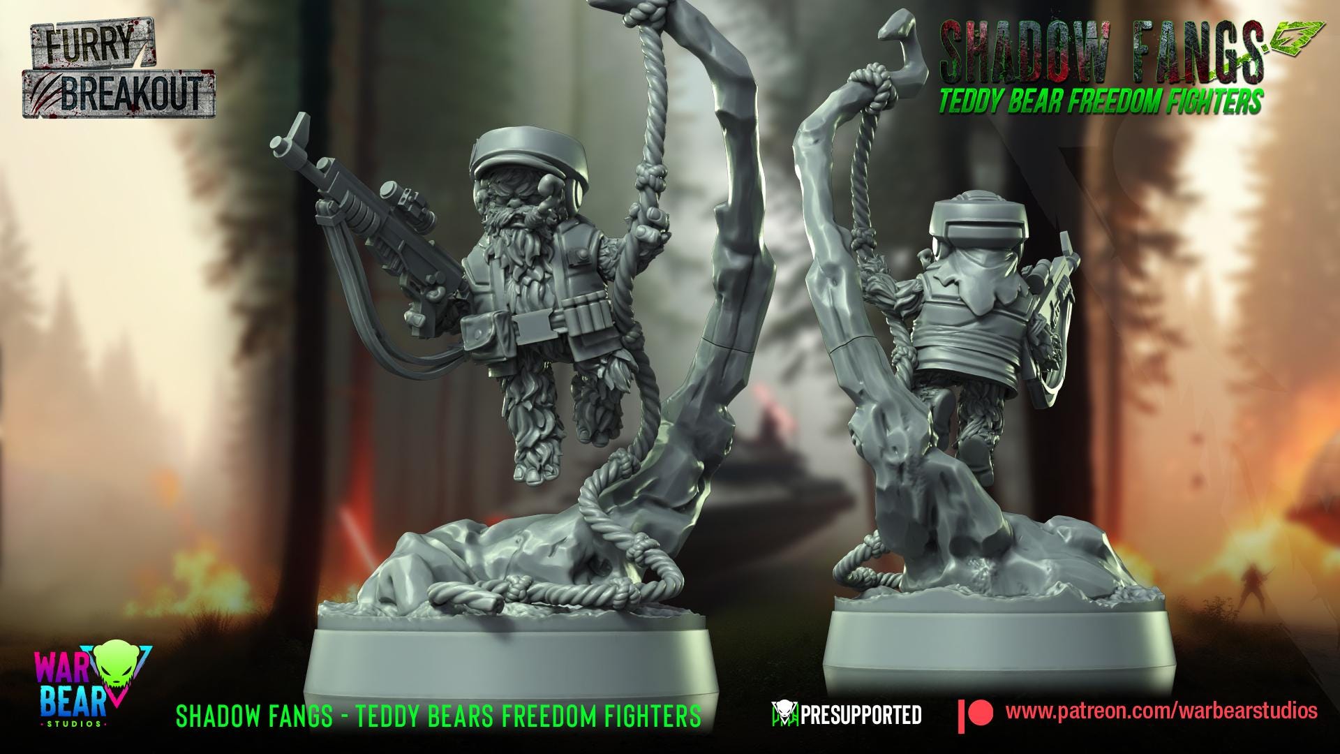Shadow Fangs Teddy Bear Freedom Fighters - set of 6 (Sculpted by War Bear Studios)