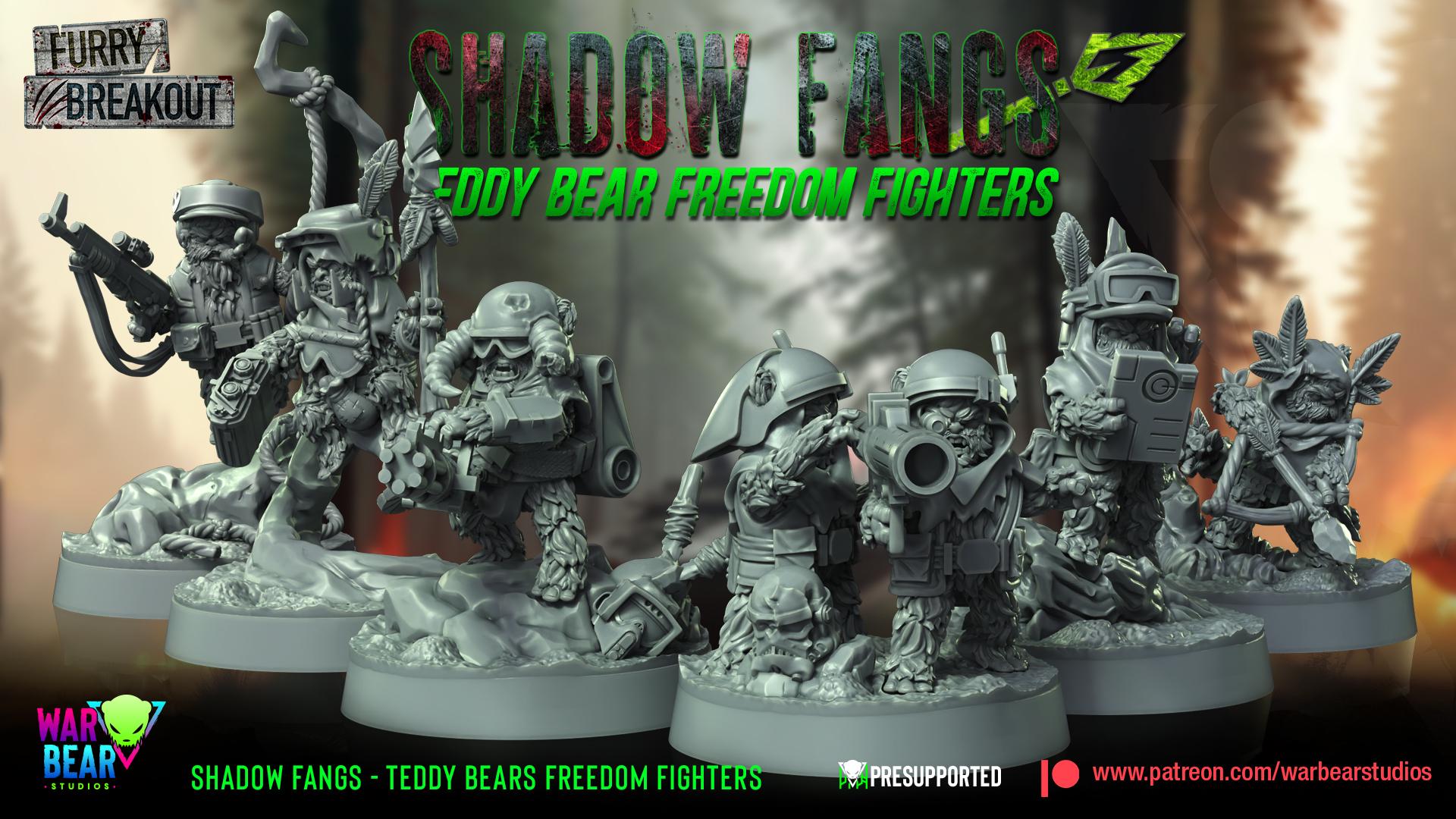 Shadow Fangs Teddy Bear Freedom Fighters - set of 6 (Sculpted by War Bear Studios)
