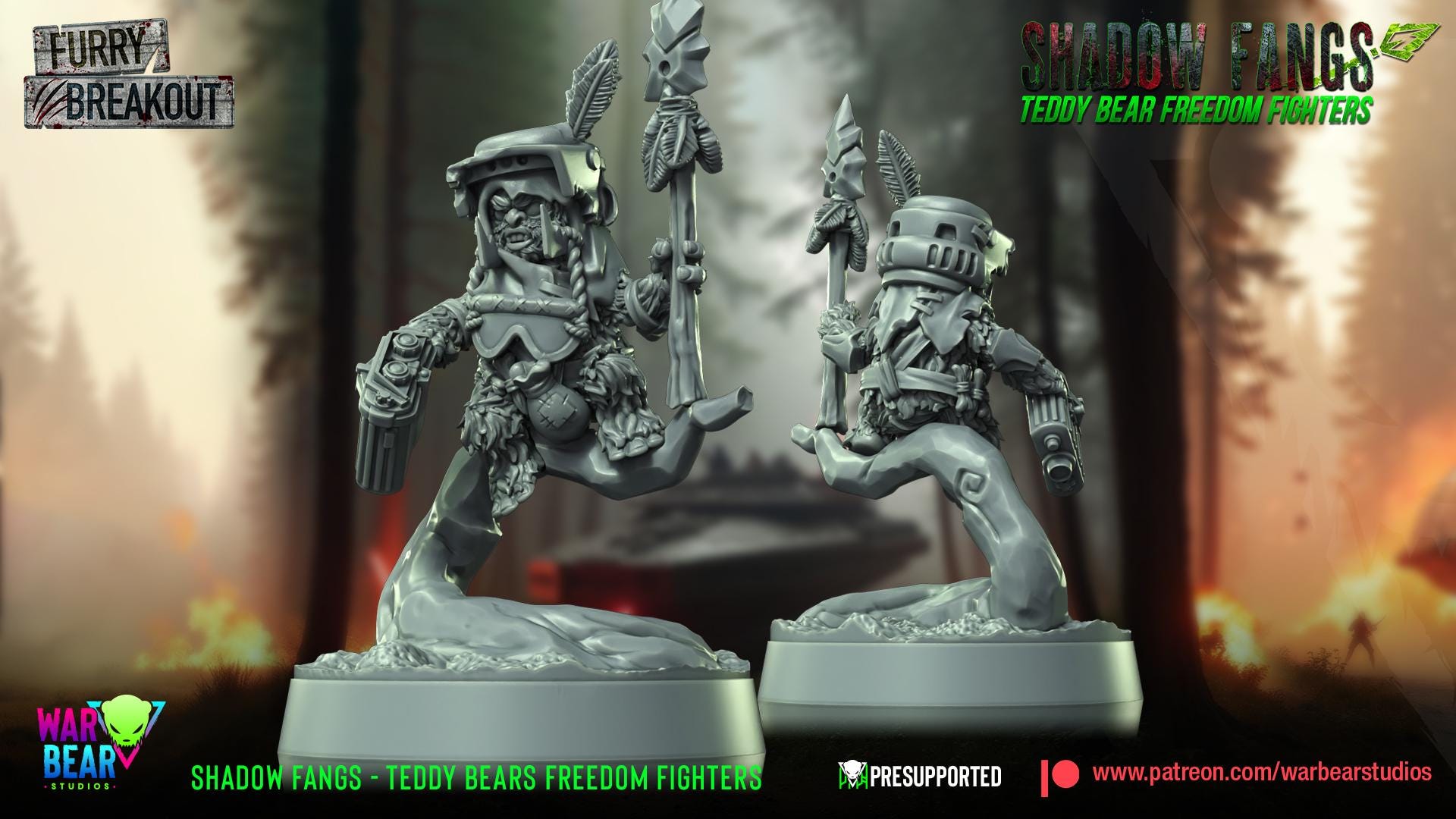 Shadow Fangs Teddy Bear Freedom Fighters - set of 6 (Sculpted by War Bear Studios)