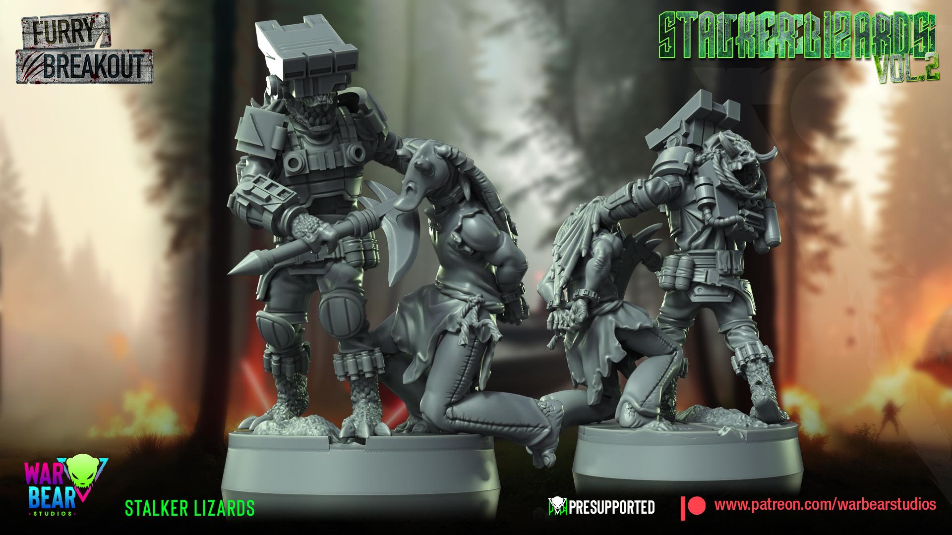 Stalker Lizards - set of 2 (Sculpted by War Bear Studios)
