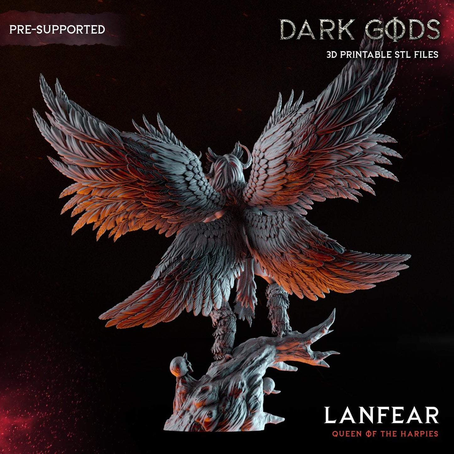 Lanfear The Harpy Queen on 60mm base - Sculpted by Dark Gods